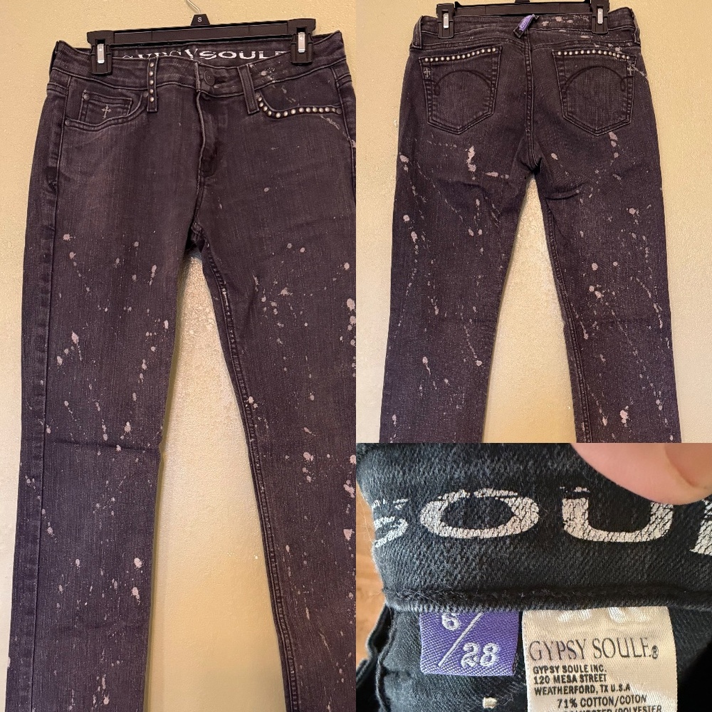 Gypsy Soul Black and White Paint Splatter Jeans